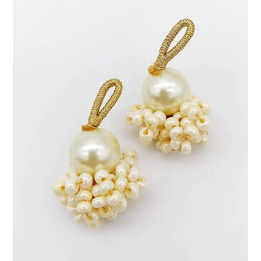 Cream Pearl Bead Tassels Latkan, Indian Latkans, Sewing Latkans